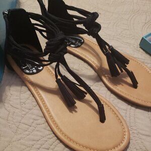 Karyn's Collection Black Tassel Accent Sandal.